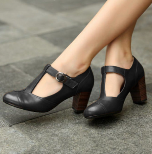 RACHELE | Elegante T-bar pumps met lage hak voor een verfijnde uitstraling