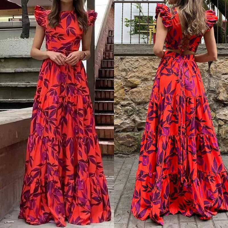 Valerie | Elegante maxi-jurk met tropische print