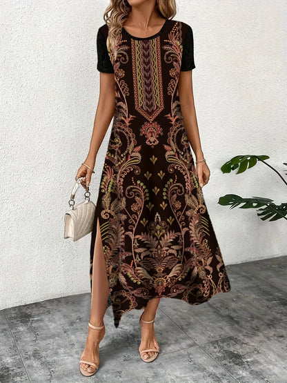 Ebony | Luchtige jurk met artistieke print