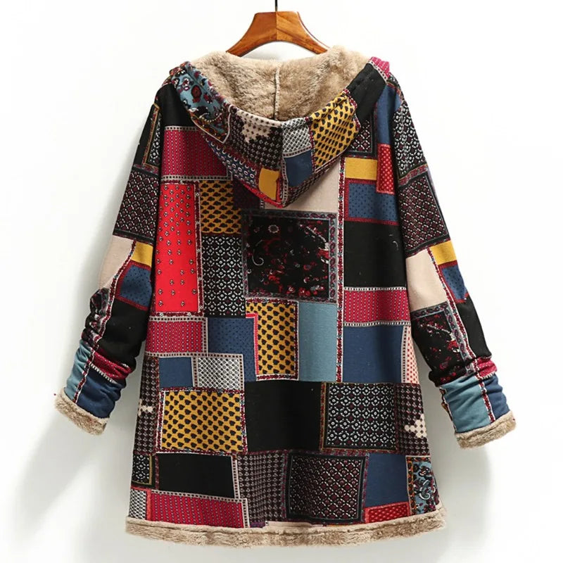 Ava | Vintage warme lange jas met capuchon
