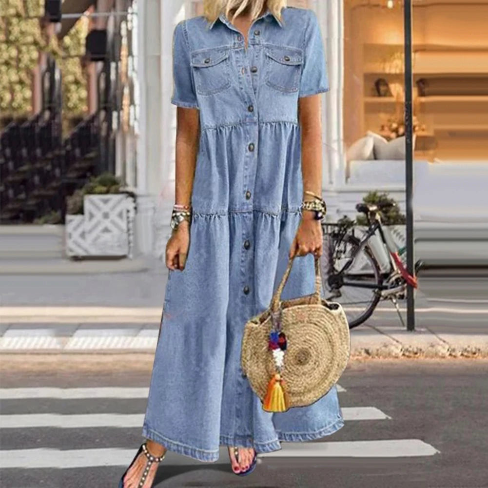 Enia | Lange jurk in jeanslook