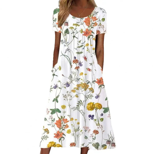 Janyl | Charmante midi-jurk met bloemenprint