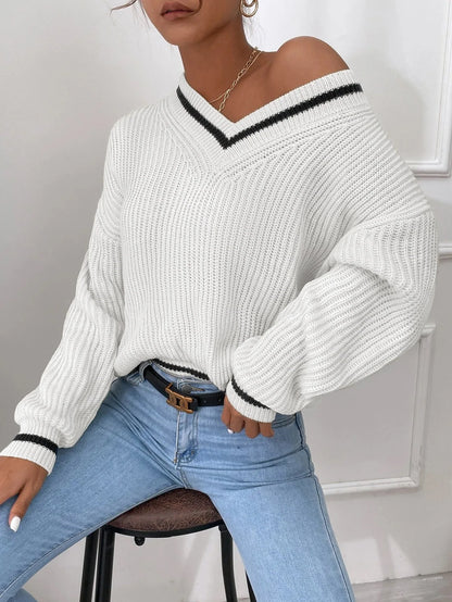Marina | Gestreepte Wafelbrei Pullover