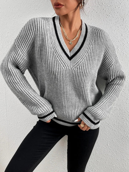 Marina | Gestreepte Wafelbrei Pullover