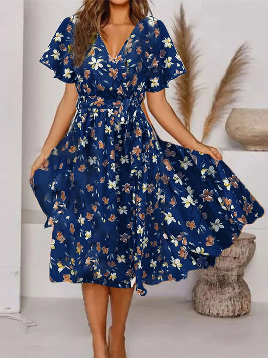 Evy | Elegante midi-jurk met romantische bloemenprint