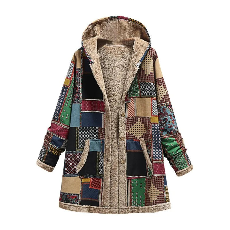 Ava | Vintage warme lange jas met capuchon