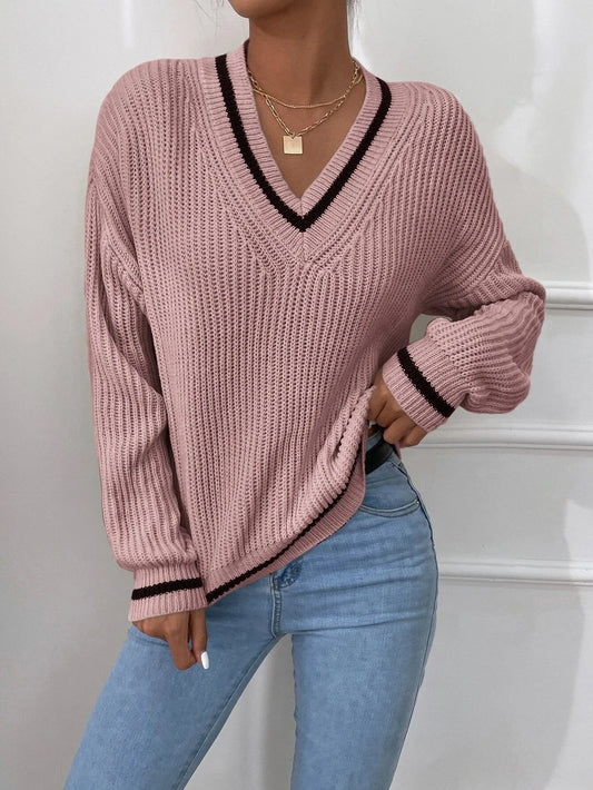 Marina | Gestreepte Wafelbrei Pullover
