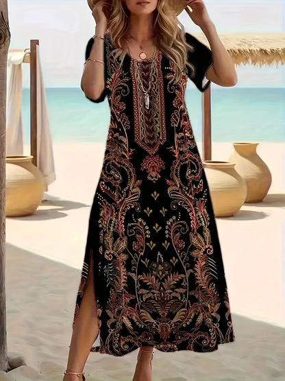 Ebony | Luchtige jurk met artistieke print
