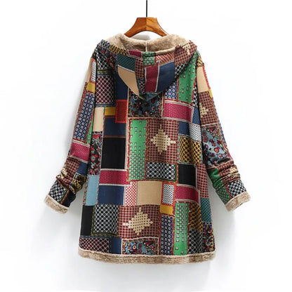 Ava | Vintage warme lange jas met capuchon