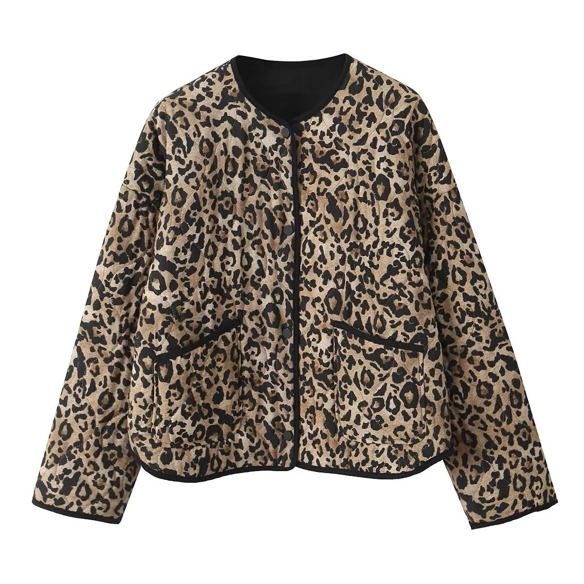 Adriana | Kort damesjack met dierenprint en ronde hals