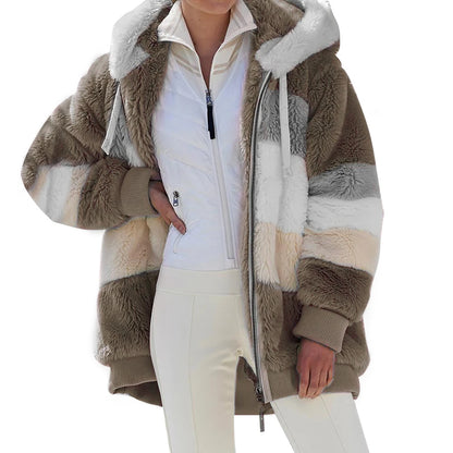 Hazel | Oversized jas met capuchon, zakken en ritssluiting