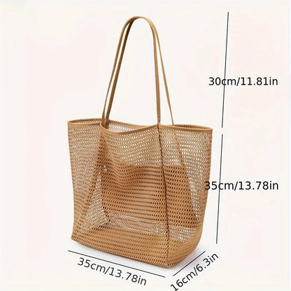 Selene | Elegante mesh strandtas met geïntegreerd vak