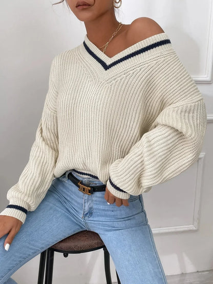 Marina | Gestreepte Wafelbrei Pullover