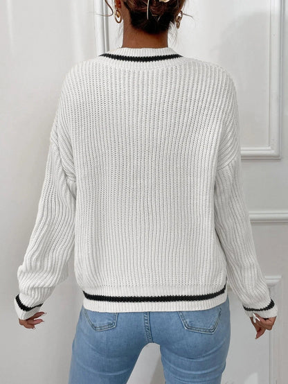 Marina | Gestreepte Wafelbrei Pullover