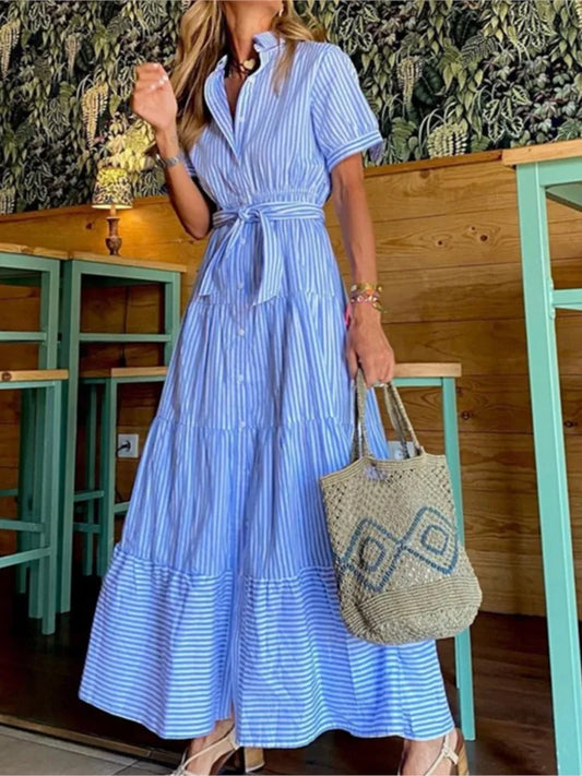 Janice | Stijlvolle gestreepte maxi-jurk