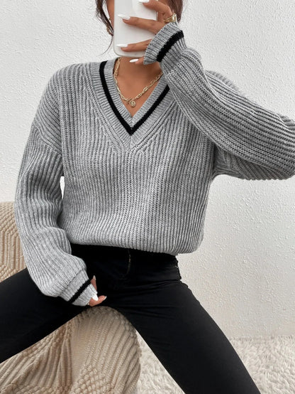 Marina | Gestreepte Wafelbrei Pullover