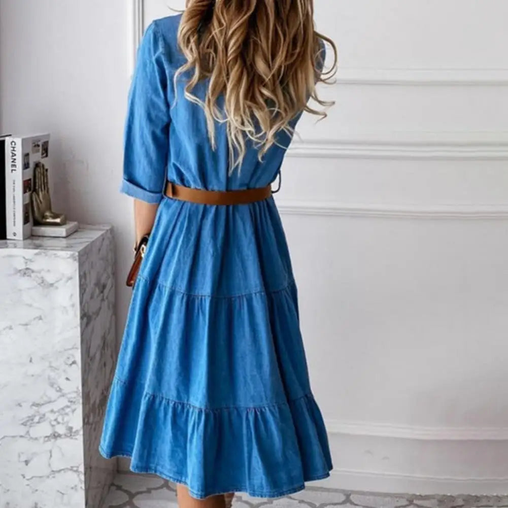 Jolie | Elegante lange jurk in jeanslook