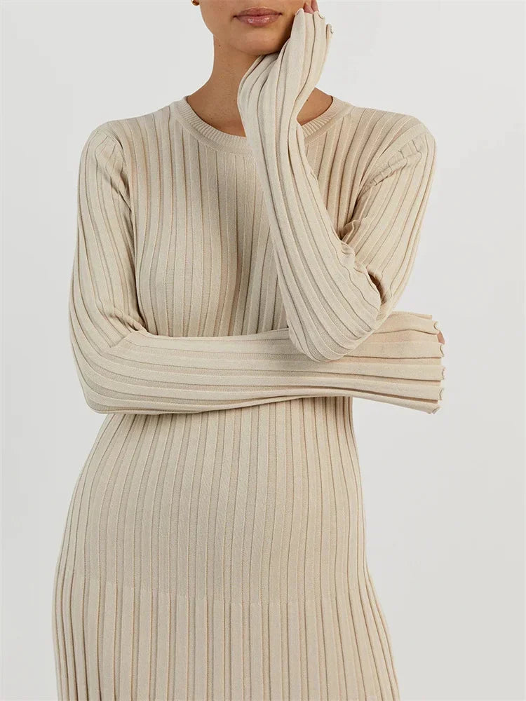 Caroline | Geribbelde Maxi Jurk