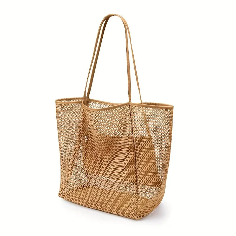 Selene | Elegante mesh strandtas met geïntegreerd vak
