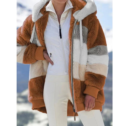 Hazel | Oversized jas met capuchon, zakken en ritssluiting