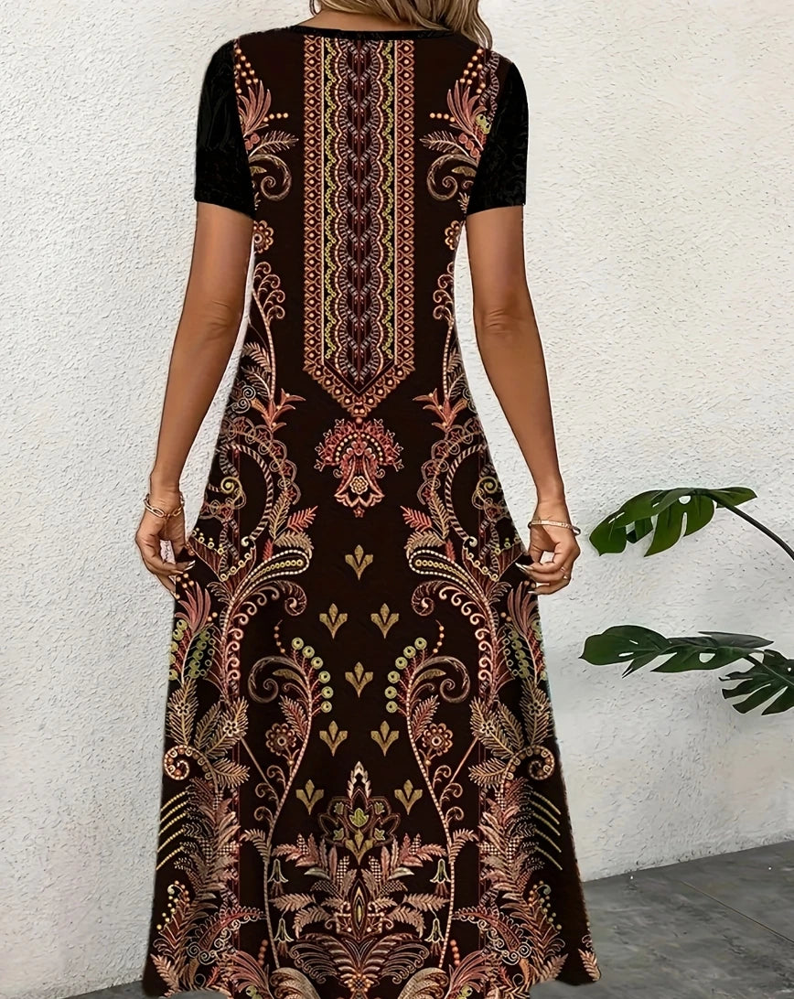 Ebony | Luchtige jurk met artistieke print