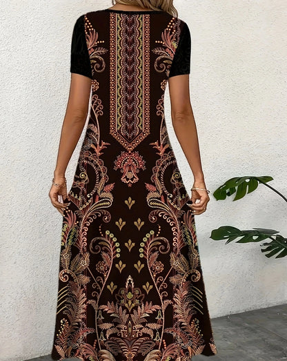 Ebony | Luchtige jurk met artistieke print