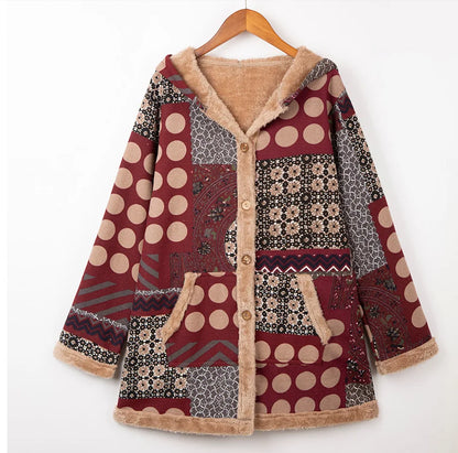 Ava | Vintage warme lange jas met capuchon
