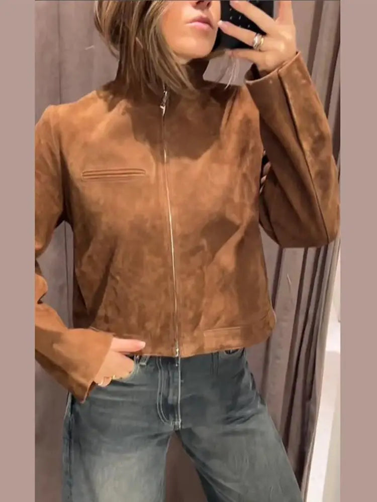 Genevieve | Slim fit kort jasje met ritssluiting en opstaande kraag