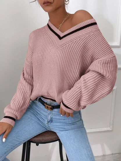 Marina | Gestreepte Wafelbrei Pullover