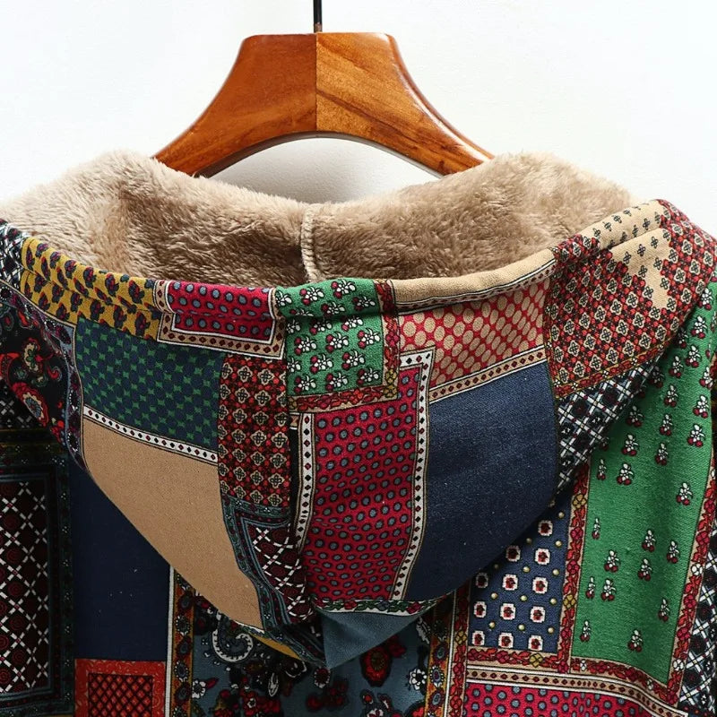 Ava | Vintage warme lange jas met capuchon
