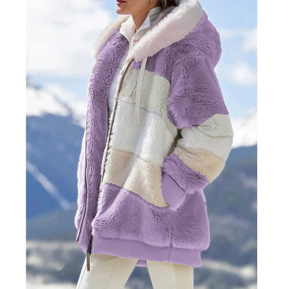 Hazel | Oversized jas met capuchon, zakken en ritssluiting