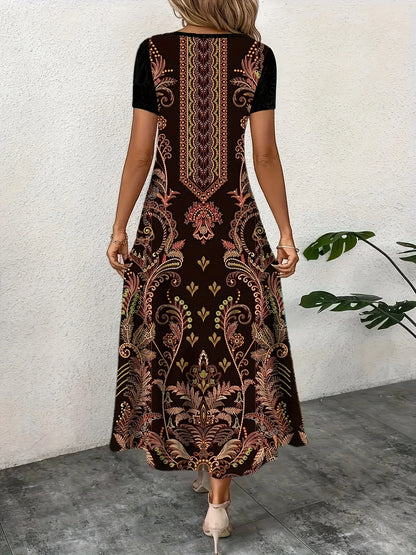 Ebony | Luchtige jurk met artistieke print