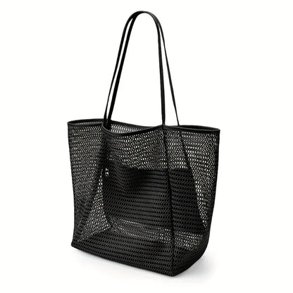 Selene | Elegante mesh strandtas met geïntegreerd vak