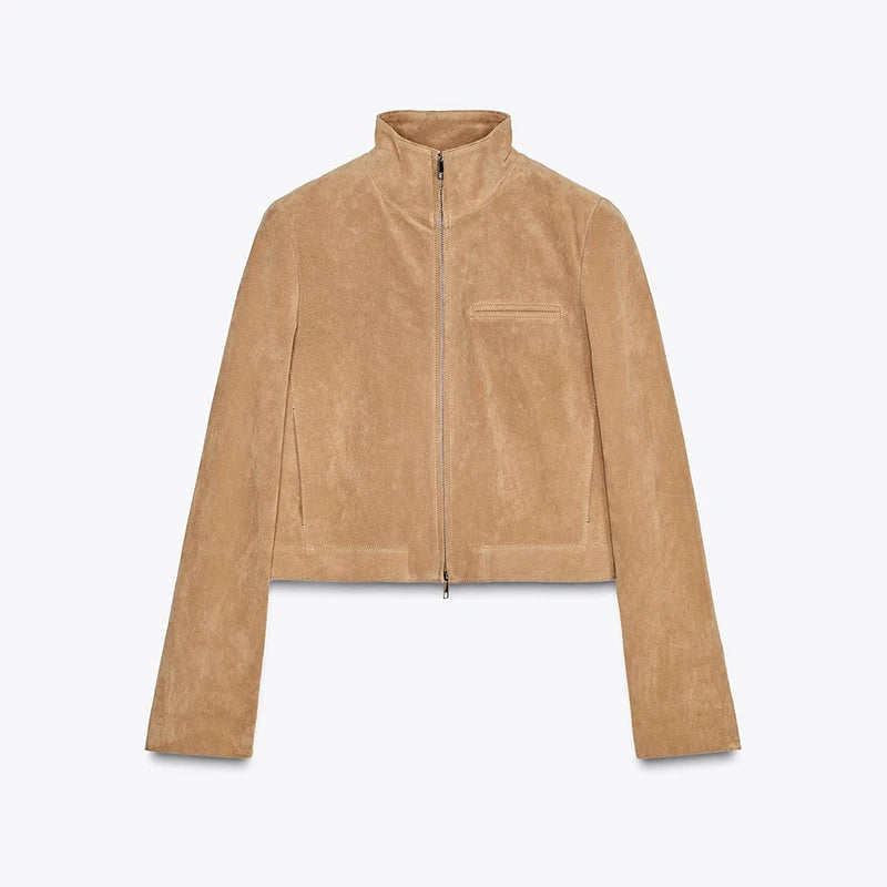 Genevieve | Slim fit kort jasje met ritssluiting en opstaande kraag
