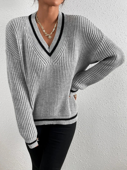 Marina | Gestreepte Wafelbrei Pullover