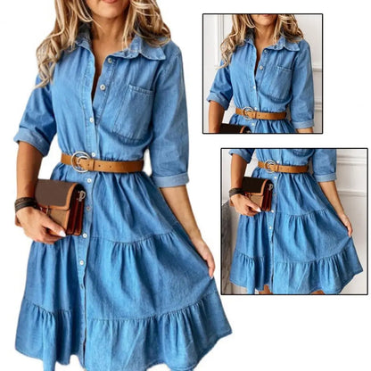 Jolie | Elegante lange jurk in jeanslook