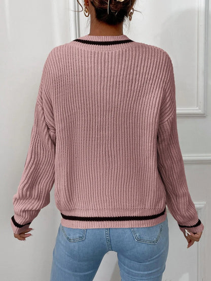 Marina | Gestreepte Wafelbrei Pullover