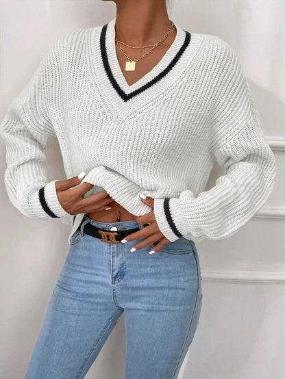 Marina | Gestreepte Wafelbrei Pullover