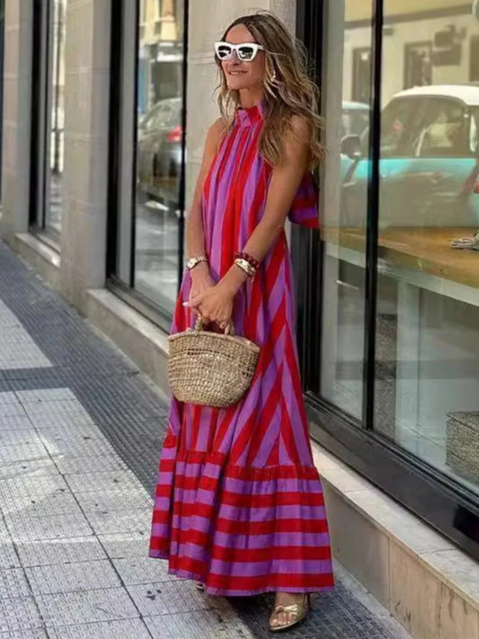 Marisa | Zomerse gestreepte maxi-jurk met open rug