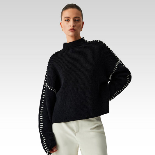 Alma | Oversized-Dolcevita-Trui met Piqué-Details