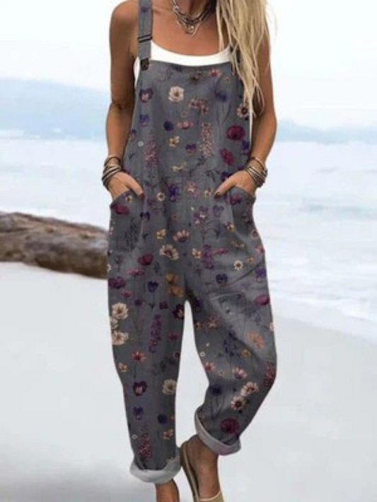 Ivy | Midnight Meadow Floral Overalls