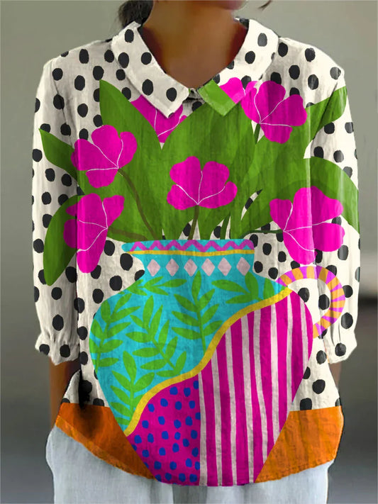 Elle | Vintage Kleurvolle Blouse