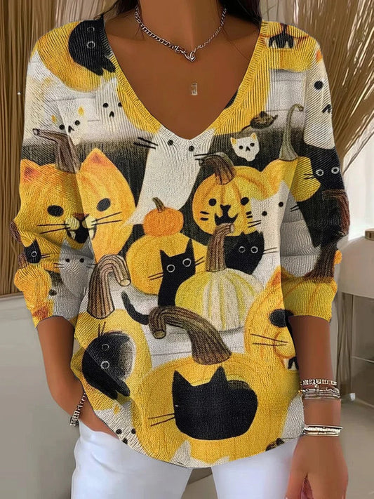 Rhoswen | Kleurrijke Trui met V-hals