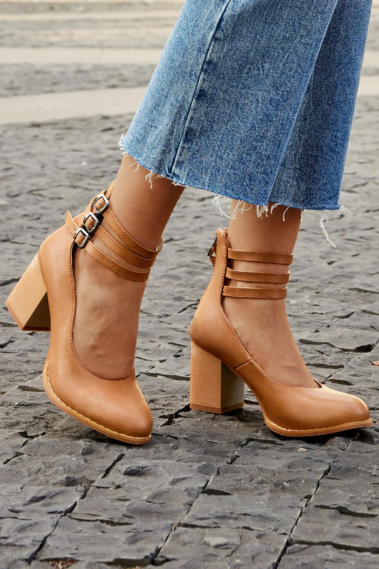 Caa™ | Elegante, soepele sandalen met enkelband en chunky hak voor een verfijnde uitstraling