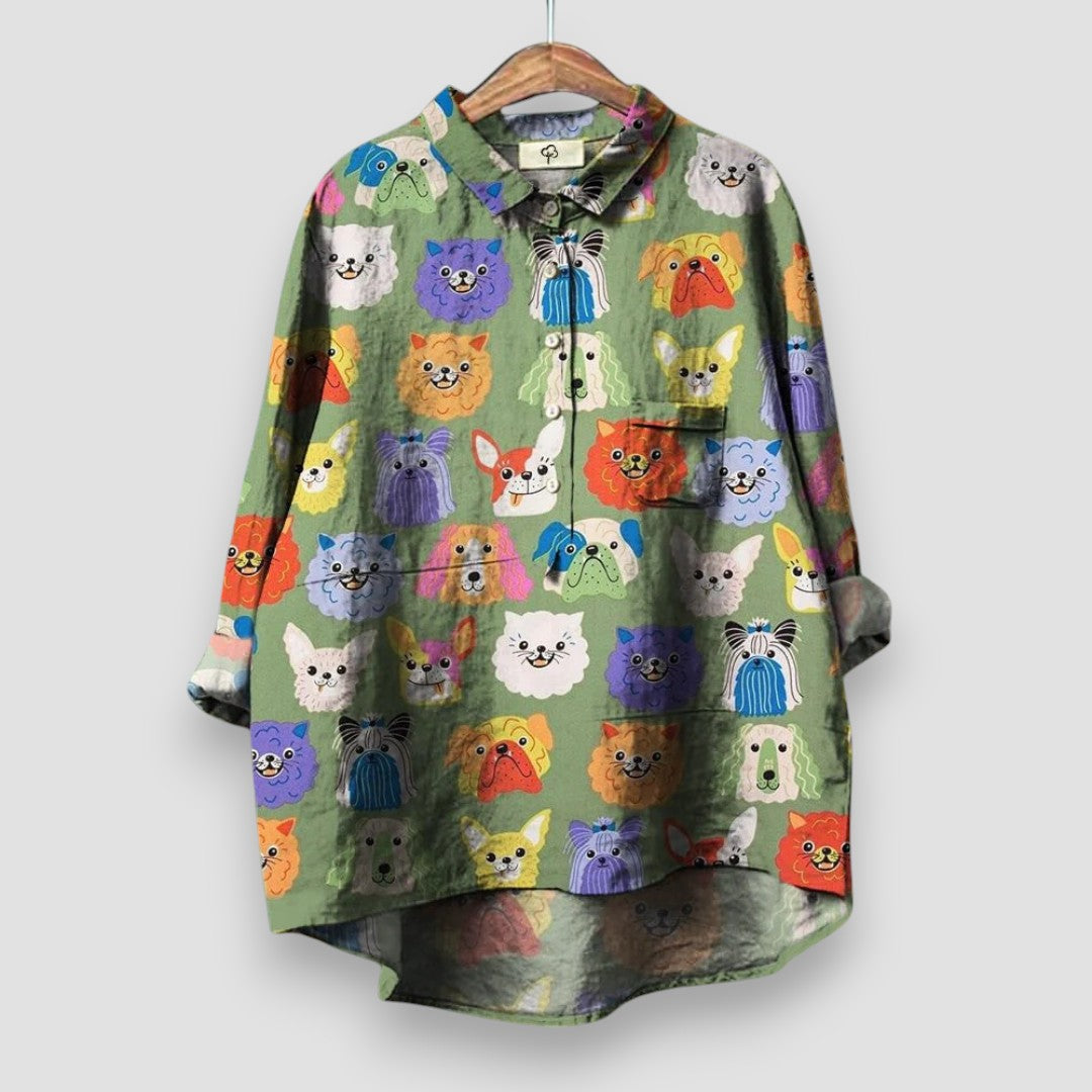 Wendy | Blouse met hondenprint