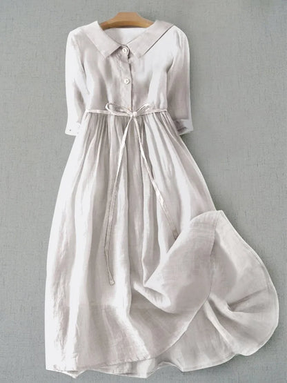 Lux - Elegante Halve Mouw Knoop Taille Jurk