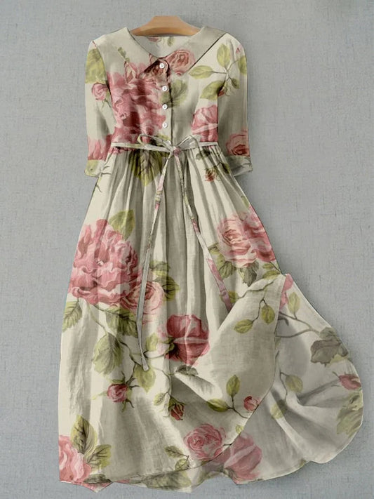 Marley - Vintage Vetersluiting Taille Bloemenprint Jurk