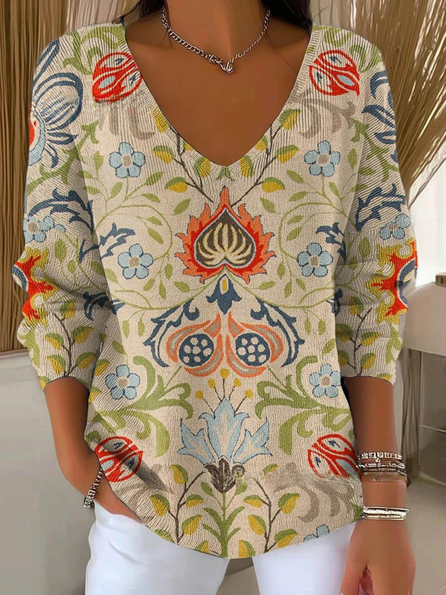 Nolia | Kleurrijke Trui met V-hals