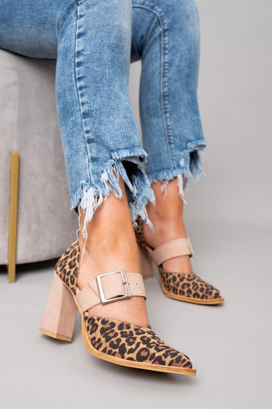 Avano™ | Elegante lederen sandalen met luipaardprint, met een stabiele hak en superieur comfort