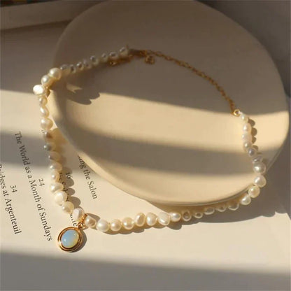 Kralenketting met Maansteen in Goud